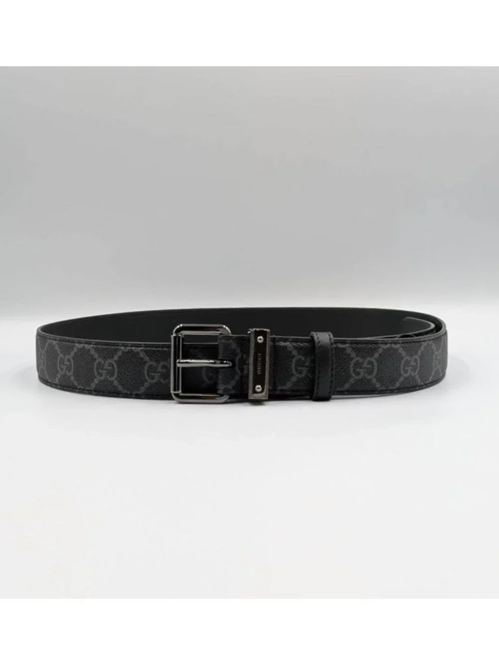 Gucci Men’s GG Supreme Coated Canvas W3cm Monogrammed Belt Black 100cm 822150